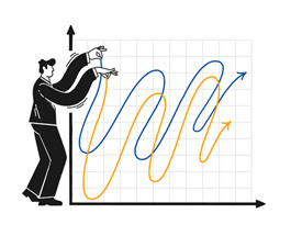 Illustration of someone moving the lines of a chart